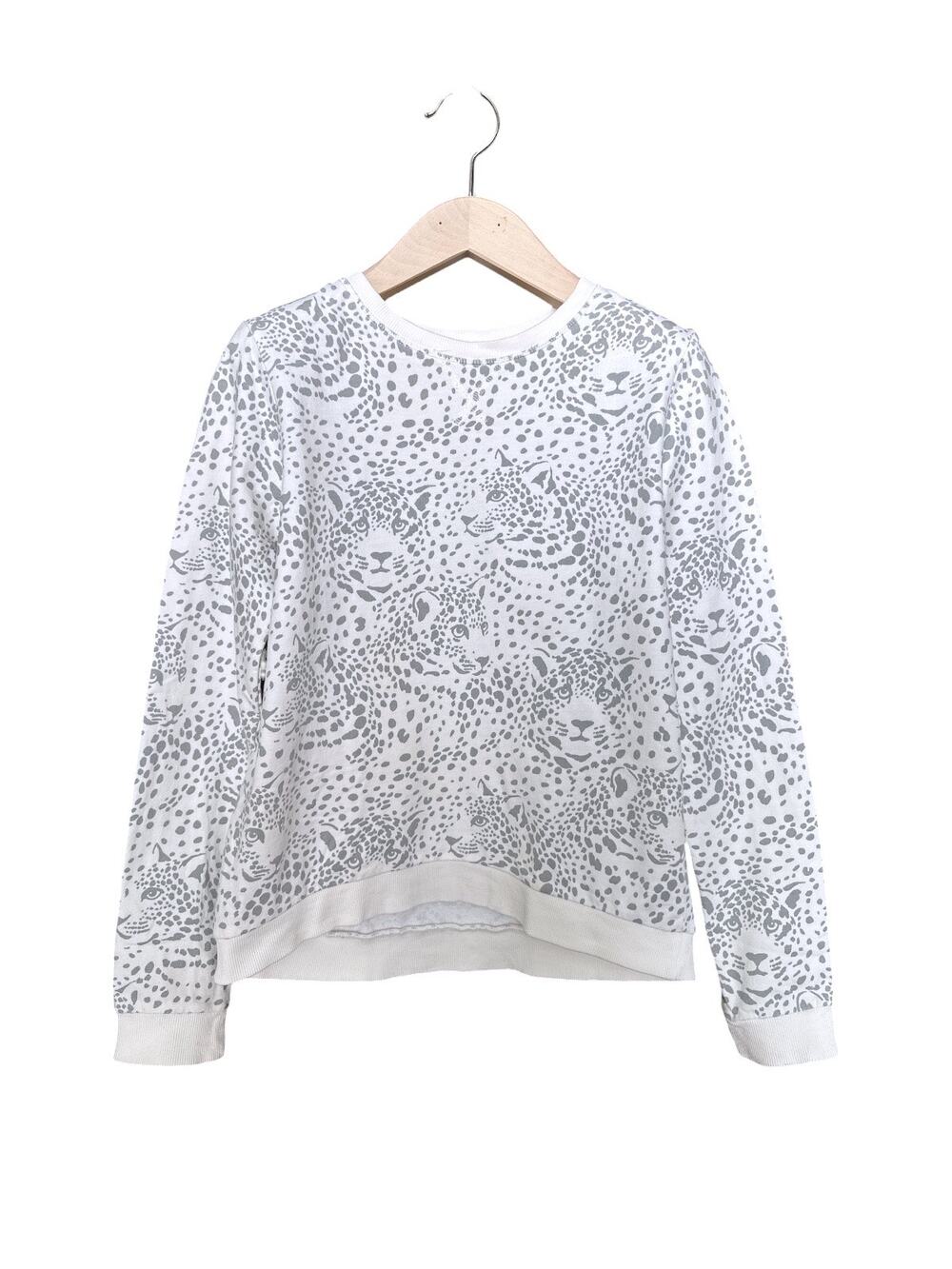 H&M Cheetah Animal Print Sweatshirt, Size 14, White/Gray